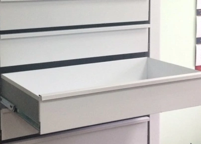 Металлические стеллажи с ящиками полного выдвижения